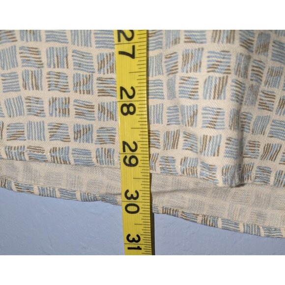 Silk Mens XL Short Sleeve Button-Up Shirt Beige Blue Retro Pattern Vintage - Picture 7 of 7